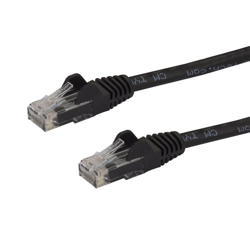 StarTech.com 15ft CAT6 Ethernet Cable - Black CAT 6 Gigabit Ethernet Wire -250MHz 100W PoE RJ45 UTP Network/Patch Cord Snagless w/Strain Relief Individually Tested